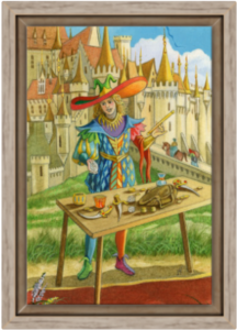 Cadre chêne de la toile Le Bateleur de Florence Magnin au format S (A4)