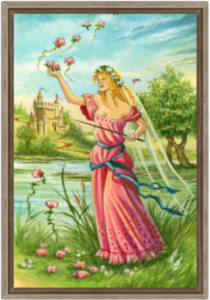 Cadre chêne de la toile Reine de Bâtons de Florence Magnin au format L (A2)