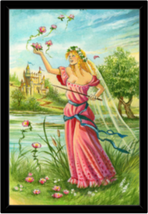 Cadre noir de la toile Reine de Bâtons de Florence Magnin au format L (A2)