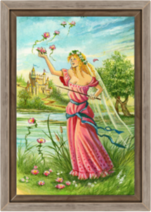 Cadre chêne de la toile Reine de Bâtons de Florence Magnin au format S (A4)