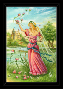 Cadre noir de la toile Reine de Bâtons de Florence Magnin au format S (A4)