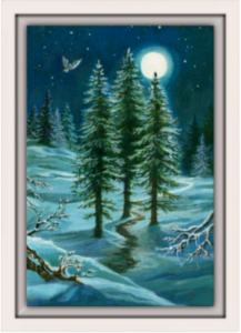 Cadre blanc de la toile Trois de Bâtons de Florence Magnin au format S (A4)