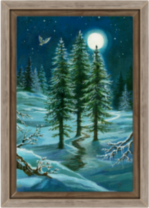 Cadre chêne de la toile Trois de Bâtons de Florence Magnin au format S (A4)