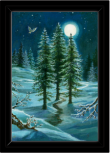 Cadre noir de la toile Trois de Bâtons de Florence Magnin au format S (A4)