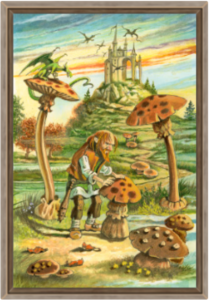 Cadre chêne de la toile Valet de Bâtons de Florence Magnin au format L (A2)