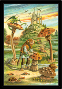 Cadre noir de la toile Valet de Bâtons de Florence Magnin au format L (A2)