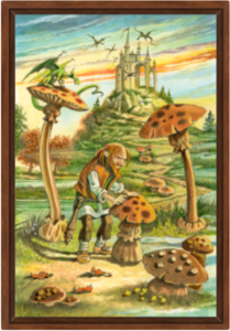 Cadre noix de la toile Valet de Bâtons de Florence Magnin au format L (A2)