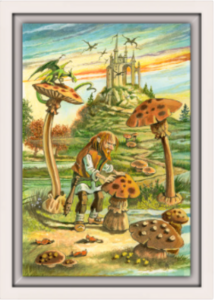 Cadre blanc de la toile Valet de Bâtons de Florence Magnin au format S (A4)