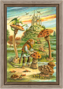 Cadre chêne de la toile Valet de Bâtons de Florence Magnin au format S (A4)