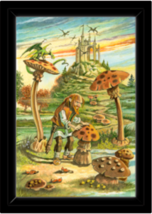 Cadre noir de la toile Valet de Bâtons de Florence Magnin au format S (A4)