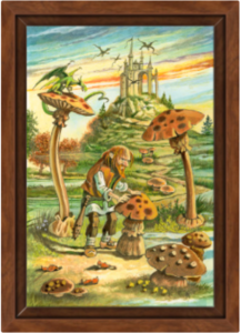 Cadre noix de la toile Valet de Bâtons de Florence Magnin au format S (A4)