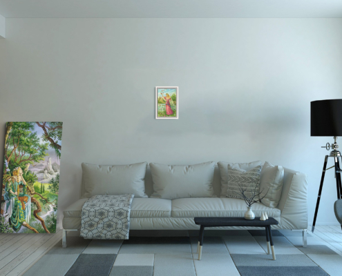 Magnin-Reine Batons contexte-S-blanc Toile La Reine de Bâtons Format S (A4) avec cadre blanc