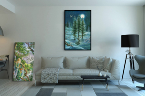 Toile Trois de Bâtons au Format XXL (A0) avec un cadre noir