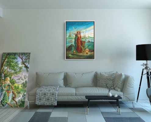 Magnin-Morgane contexte-XL-argent Présentation de la toile Morgane format XL (A1) avec cadre argent