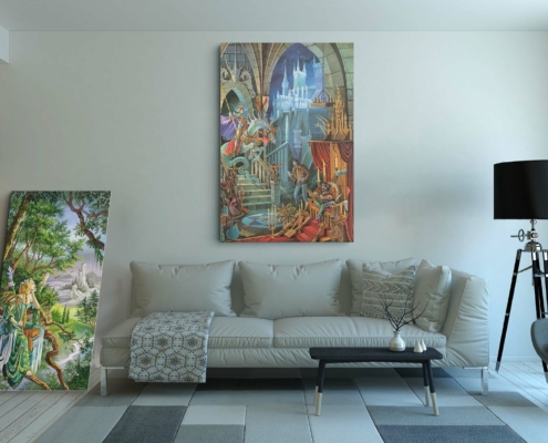 Magnin-Appel Atout contexte-XXL Présentation de la toile Appel d'Atout de Florence Magnin au format XXL (A0) sans cadre