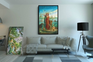 Présentation de la toile Morgane format XXL (A0) avec un cadre noir