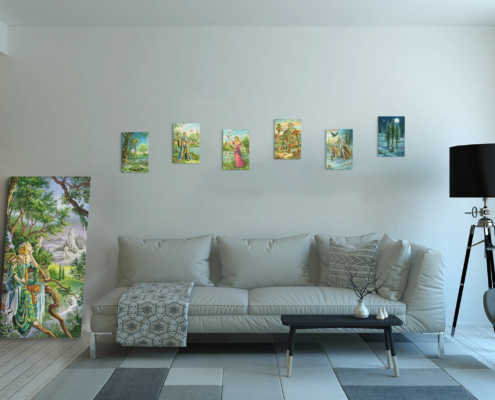 Magnin-6 Arcanes Labyrinthe contexte-S Présentation de toute la série des Bâtons du Labyrinthe en format S (A4) sans cadre