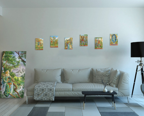 Magnin-6 Arcanes Marelle contexte-S Présentation de toute la série des Arcanes majeurs de la Marelle en format S (A4) sans cadre