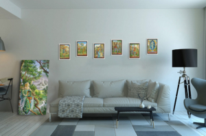 Présentation de toute la série des arcanes majeurs de la Marelle en format S (A4) avec cadre argent