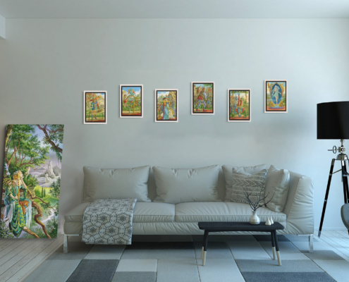 Magnin-6 Arcanes Marelle contexte-S-argent Présentation de toute la série des arcanes majeurs de la Marelle en format S (A4) avec cadre argent