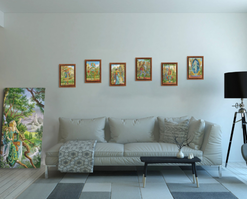 Magnin-6 Arcanes Marelle contexte-S-noix Présentation de toute la série des arcanes majeurs de la Marelle en format S (A4) avec cadre noix