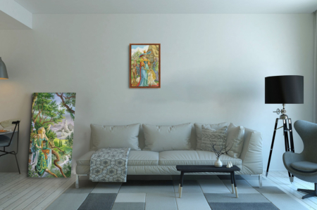 Présentation de la toile La Force format L (A2) avec un cadre noix (bois foncé)