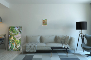 Présentation de la toile Le Mat format S (A4) avec cadre blanc