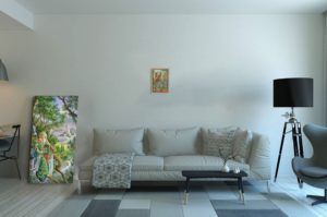 Présentation de la toile Le Mat format S (A4) avec cadre chêne (bois clair)