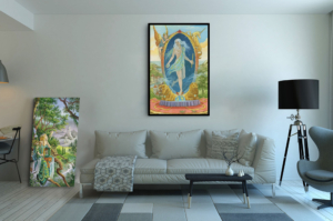 Présentation de la toile Le Monde format XXL (A0) avec cadre noir