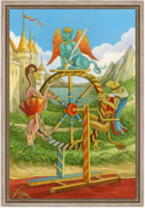 Cadre chêne de la toile La Roue de fortune de Florence Magnin au format L (A2)