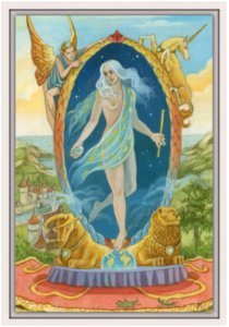 Cadre blanc de la toile Le Monde de Florence Magnin au format L (A2)