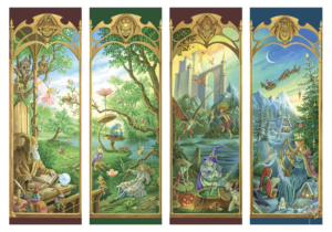 Les quatre toiles de la série Enfance de Florence Magnin