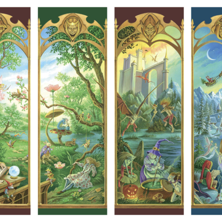 Les quatre toiles de la série Enfance de Florence Magnin