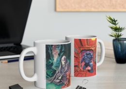 Caza Mug Tschaï B contexte 1 Vue des deux côtés du mug Tschaï B de Philippe Caza en contexte