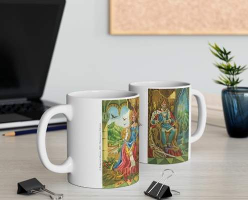 Magnin Mug Arcanes-III-IV contexte 1 Vue des deux côtés du mug Arcanes-III-IV de Florence Magnin en contexte