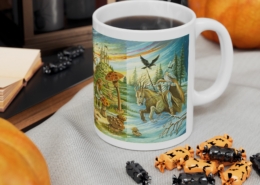 Magnin Mug Batons-Labyrinthe contexte 2 Vue du côté droit du mug Bâtons du Labyrinthe de Florence Magnin en contexte