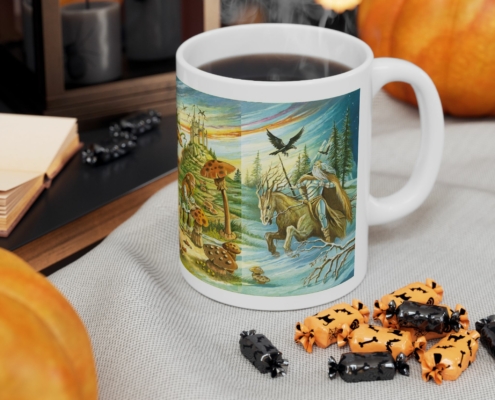 Magnin Mug Batons-Labyrinthe contexte 2 Vue du côté droit du mug Bâtons du Labyrinthe de Florence Magnin en contexte