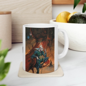 Vue du côté droit du mug Tschaï A de Philippe Caza en contexte