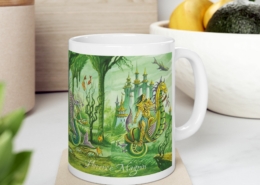 Magnin Mug Coupes-Labyrinthe contexte 2 Vue du côté droit du mug Coupes du Labyrinthe de Florence Magnin en contexte