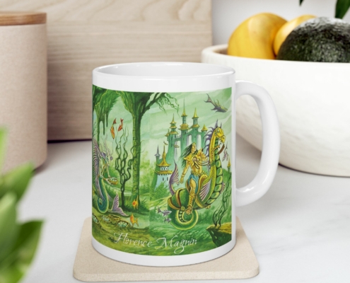 Magnin Mug Coupes-Labyrinthe contexte 2 Vue du côté droit du mug Coupes du Labyrinthe de Florence Magnin en contexte