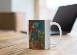 Magnin Mug Arcanes-II-V contexte 1 Vue du côté droit du mug Arcanes-II-V de Florence Magnin en contexte