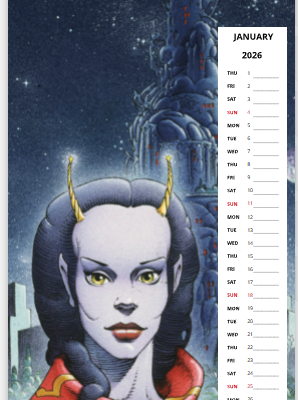 Mois de janvier du calendrier 2026 grand format de Philippe Caza