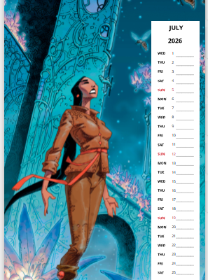 Mois de juillet du calendrier 2026 grand format de Philippe Caza