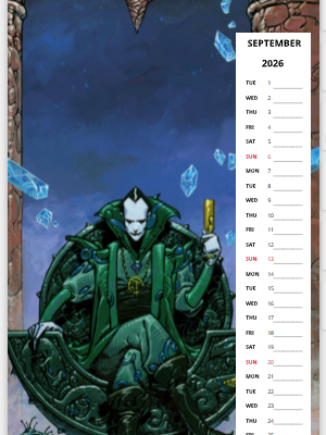 Mois de septembre du calendrier 2026 grand format de Philippe Caza