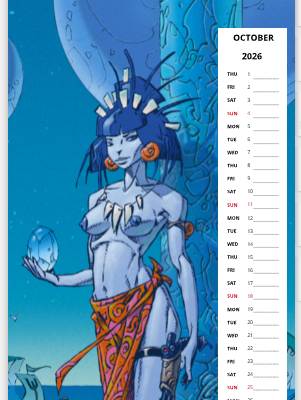 Mois d'octobre du calendrier 2026 grand format de Philippe Caza