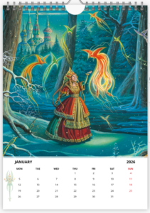 Mois de janvier du calendrier 2026 A3 de Florence Magnin