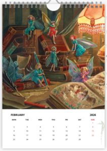 Mois de février du calendrier 2026 A3 de Florence Magnin