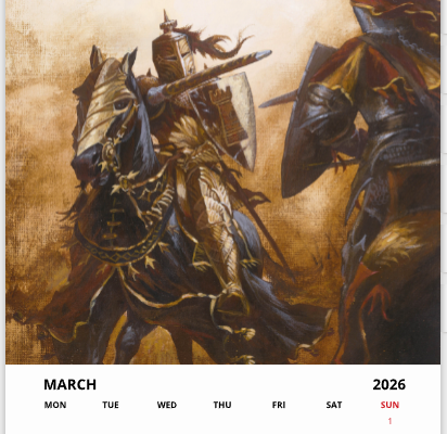 Mois de mars du calendrier 2026 A3 de Didier Graffet