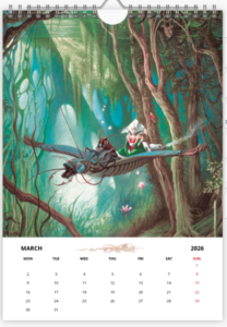 Mois de mars du calendrier 2026 A3 de Florence Magnin