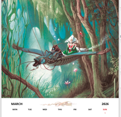 Mois de mars du calendrier 2026 A3 de Florence Magnin